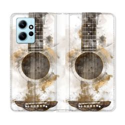 Housse Cuir Portefeuille Pour Xiaomi Redmi Note 12 4G Musique Guitare Tag