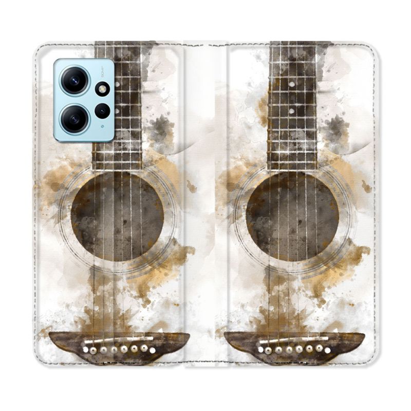 Housse Cuir Portefeuille Pour Xiaomi Redmi Note 12 4G Musique Guitare Tag