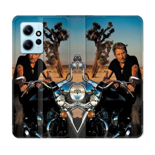 Housse Cuir Portefeuille Pour Xiaomi Redmi Note 12 4G Musique Johnny Hallyday Moto