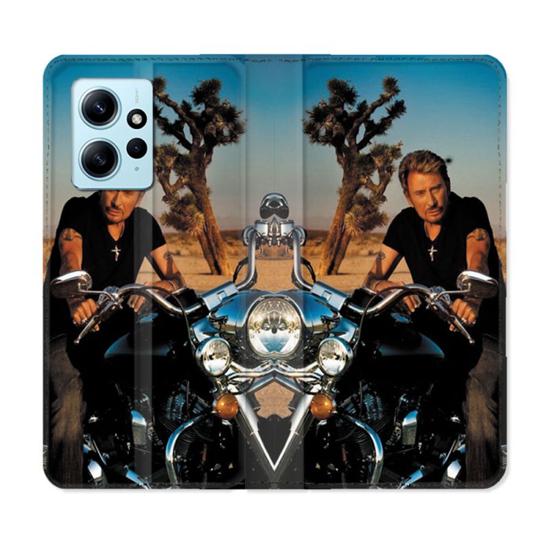 Housse Cuir Portefeuille Pour Xiaomi Redmi Note 12 4G Musique Johnny Hallyday Moto
