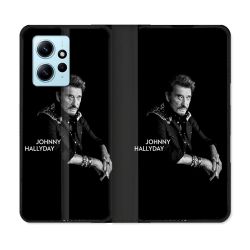 Housse Cuir Portefeuille Pour Xiaomi Redmi Note 12 4G Musique Johnny Hallyday Noir