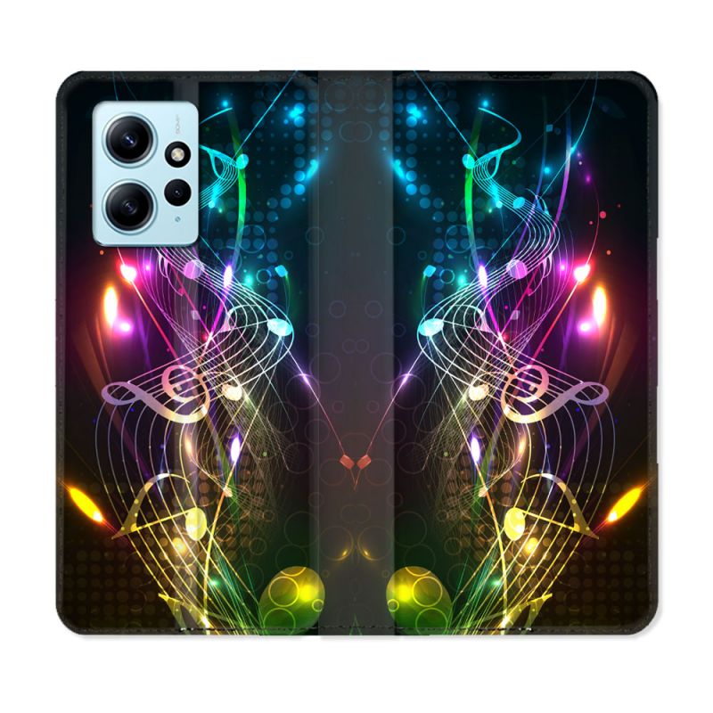 Housse Cuir Portefeuille Pour Xiaomi Redmi Note 12 4G Musique Partition Multicolore