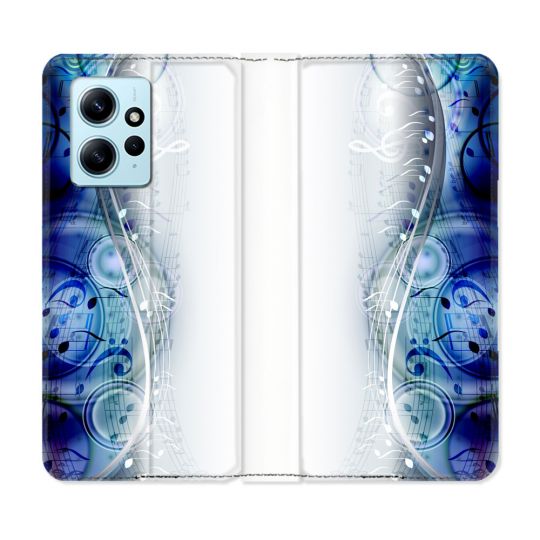 Housse Cuir Portefeuille Pour Xiaomi Redmi Note 12 4G Musique Partition Vague