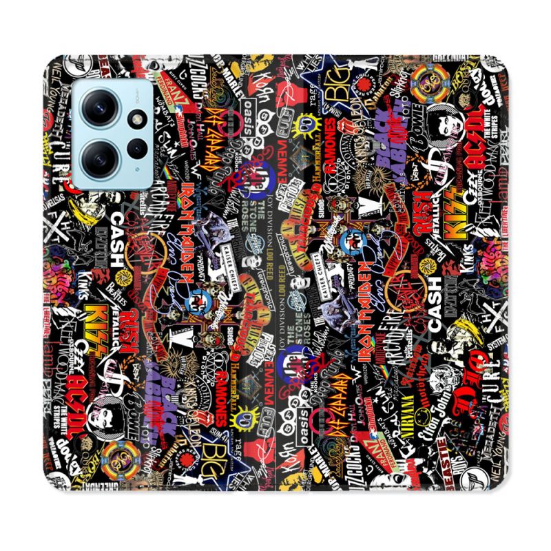 Housse Cuir Portefeuille Pour Xiaomi Redmi Note 12 4G Musique Rock Groupe