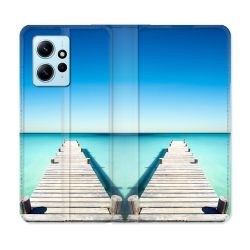 Housse Cuir Portefeuille Pour Xiaomi Redmi Note 12 4G Nature Pont Mer