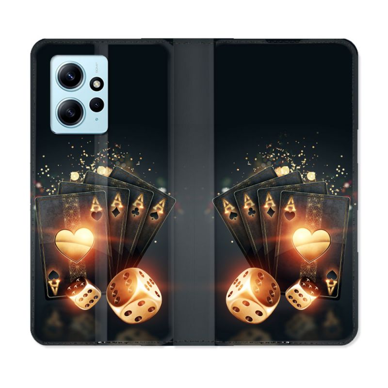 Housse Cuir Portefeuille Pour Xiaomi Redmi Note 12 4G Poker Des
