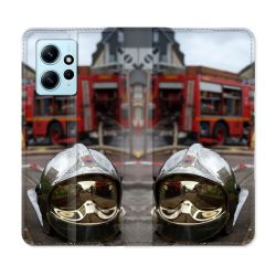 Housse Cuir Portefeuille Pour Xiaomi Redmi Note 12 4G Pompier Casque Camion