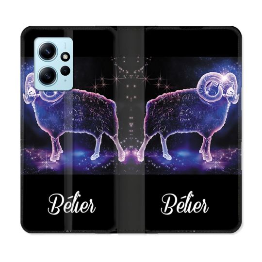 Housse Cuir Portefeuille Pour Xiaomi Redmi Note 12 4G Signe Zodiaque 2 Bélier