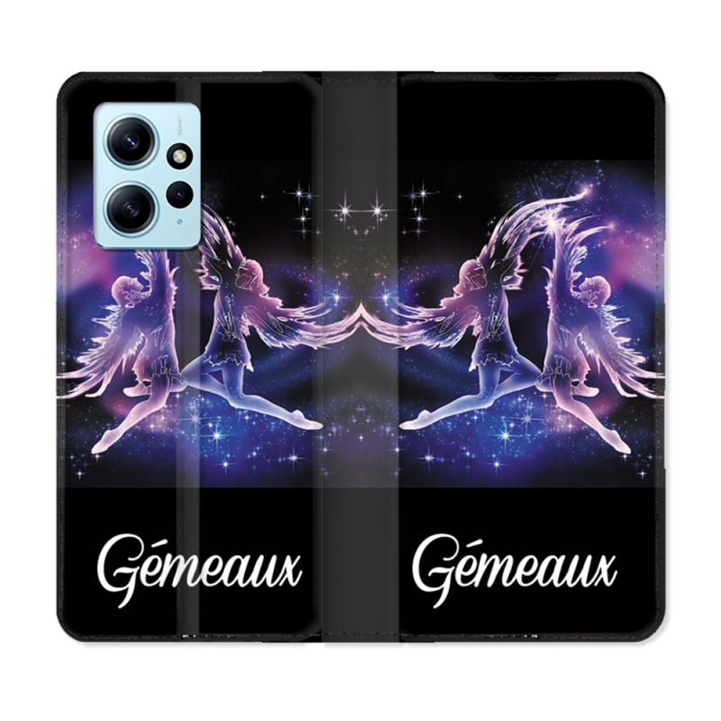 Housse Cuir Portefeuille Pour Xiaomi Redmi Note 12 4G Signe Zodiaque 2 Gémeaux