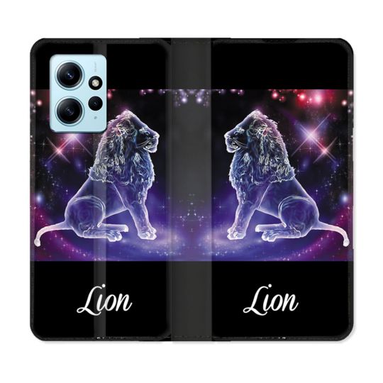 Housse Cuir Portefeuille Pour Xiaomi Redmi Note 12 4G Signe Zodiaque 2 Lion
