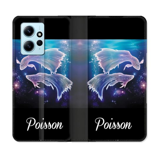 Housse Cuir Portefeuille Pour Xiaomi Redmi Note 12 4G Signe Zodiaque 2 Poisson