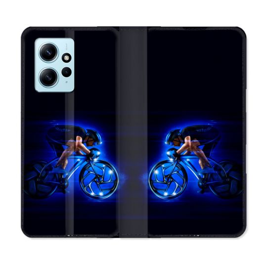 Housse Cuir Portefeuille Pour Xiaomi Redmi Note 12 4G Sport Cyclisme Bleu