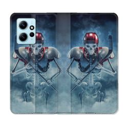 Housse Cuir Portefeuille Pour Xiaomi Redmi Note 12 4G Sport Hockey Squelette