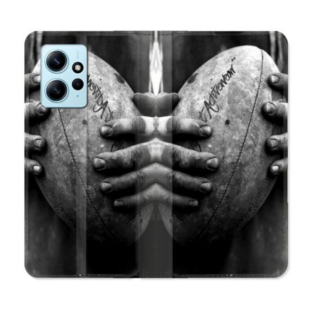 Housse Cuir Portefeuille Pour Xiaomi Redmi Note 12 4G Sport Rugby Ballon Vintage