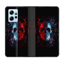 Housse Cuir Portefeuille Pour Xiaomi Redmi Note 12 4G Tete de Mort Deflagration