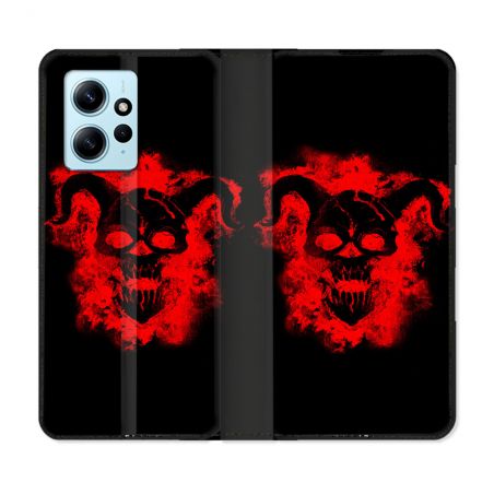 Housse Cuir Portefeuille Pour Xiaomi Redmi Note 12 4G Tete de Mort Diable