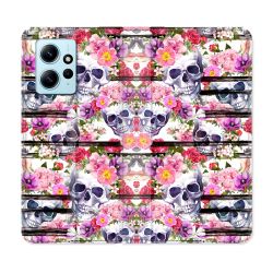 Housse Cuir Portefeuille Pour Xiaomi Redmi Note 12 4G Tete de Mort Pattern