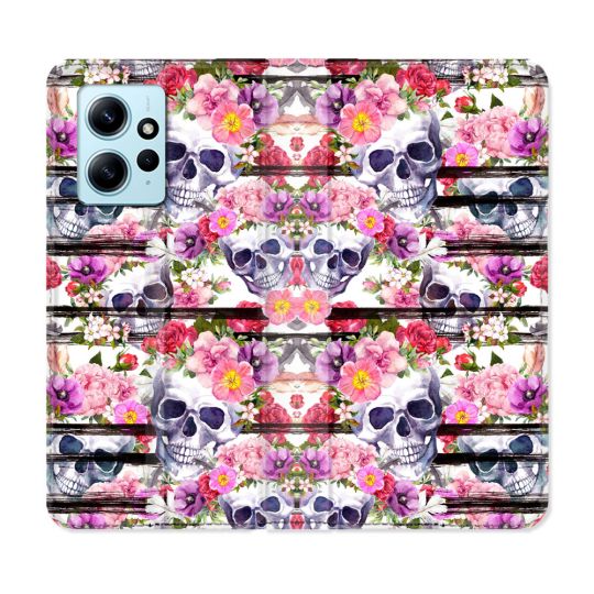 Housse Cuir Portefeuille Pour Xiaomi Redmi Note 12 4G Tete de Mort Pattern
