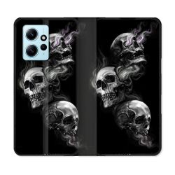 Housse Cuir Portefeuille Pour Xiaomi Redmi Note 12 4G Tete de Mort Triple