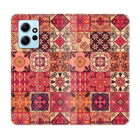 Housse Cuir Portefeuille Pour Xiaomi Redmi Note 12 4G Texture Carreau Ciment Rouge