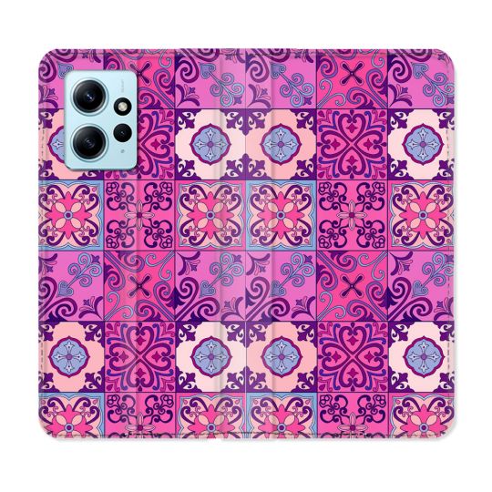 Housse Cuir Portefeuille Pour Xiaomi Redmi Note 12 4G Texture Carreau Ciment Violet