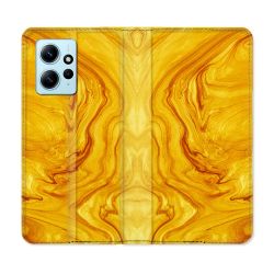 Housse Cuir Portefeuille Pour Xiaomi Redmi Note 12 4G Texture Marbre Jaune