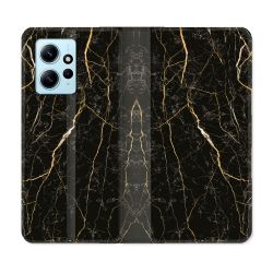 Housse Cuir Portefeuille Pour Xiaomi Redmi Note 12 4G Texture Marbre Noir