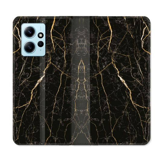 Housse Cuir Portefeuille Pour Xiaomi Redmi Note 12 4G Texture Marbre Noir