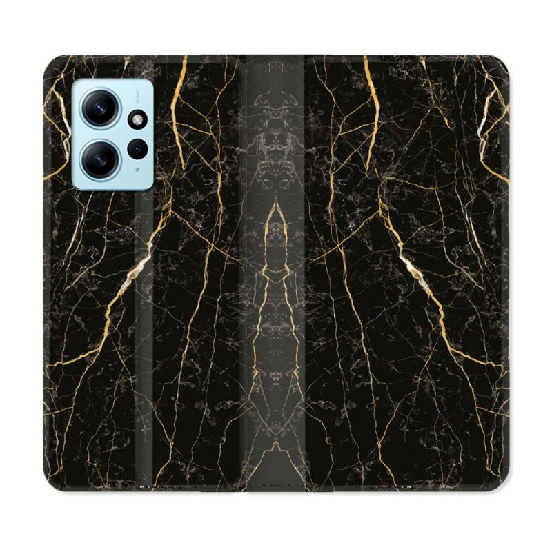 Housse Cuir Portefeuille Pour Xiaomi Redmi Note 12 4G Texture Marbre Noir