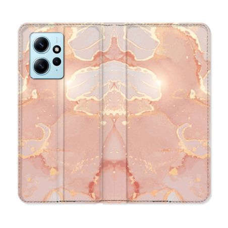 Housse Cuir Portefeuille Pour Xiaomi Redmi Note 12 4G Texture Marbre Rose