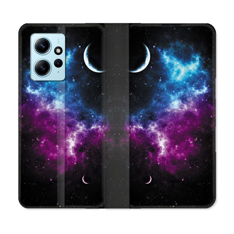 Housse Cuir Portefeuille Pour Xiaomi Redmi Note 12 4G Univers Bleu Violet