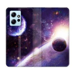 Housse Cuir Portefeuille Pour Xiaomi Redmi Note 12 4G Univers Planete Stellaire