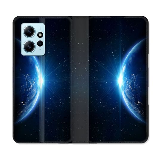 Housse Cuir Portefeuille Pour Xiaomi Redmi Note 12 4G Univers Planete Terre