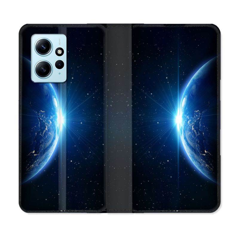 Housse Cuir Portefeuille Pour Xiaomi Redmi Note 12 4G Univers Planete Terre