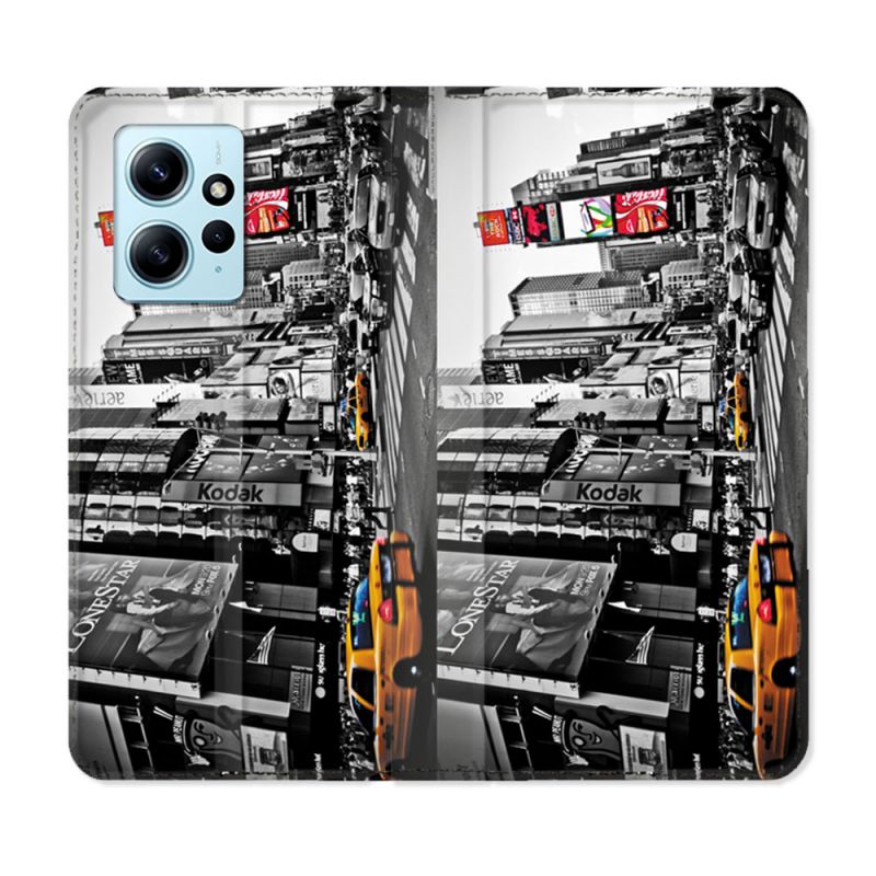Housse Cuir Portefeuille Pour Xiaomi Redmi Note 12 4G Voyage Amerique USA New York Taxi
