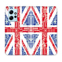 Housse Cuir Portefeuille Pour Xiaomi Redmi Note 12 4G Voyage Angleterre Blanc