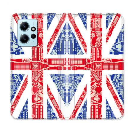 Housse Cuir Portefeuille Pour Xiaomi Redmi Note 12 4G Voyage Angleterre Blanc
