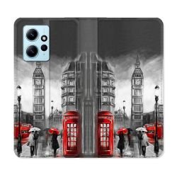 Housse Cuir Portefeuille Pour Xiaomi Redmi Note 12 4G Voyage Angleterre Londres Vintage