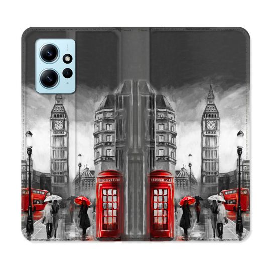 Housse Cuir Portefeuille Pour Xiaomi Redmi Note 12 4G Voyage Angleterre Londres Vintage