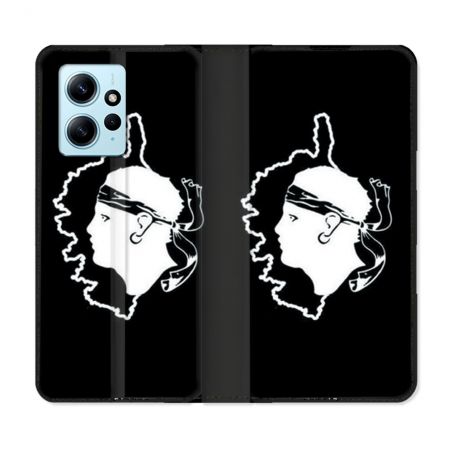 Housse Cuir Portefeuille Pour Xiaomi Redmi Note 12 4G Voyage Corse Noir