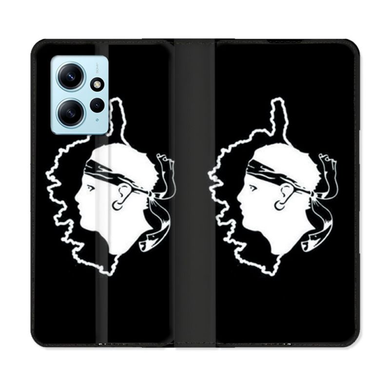 Housse Cuir Portefeuille Pour Xiaomi Redmi Note 12 4G Voyage Corse Noir