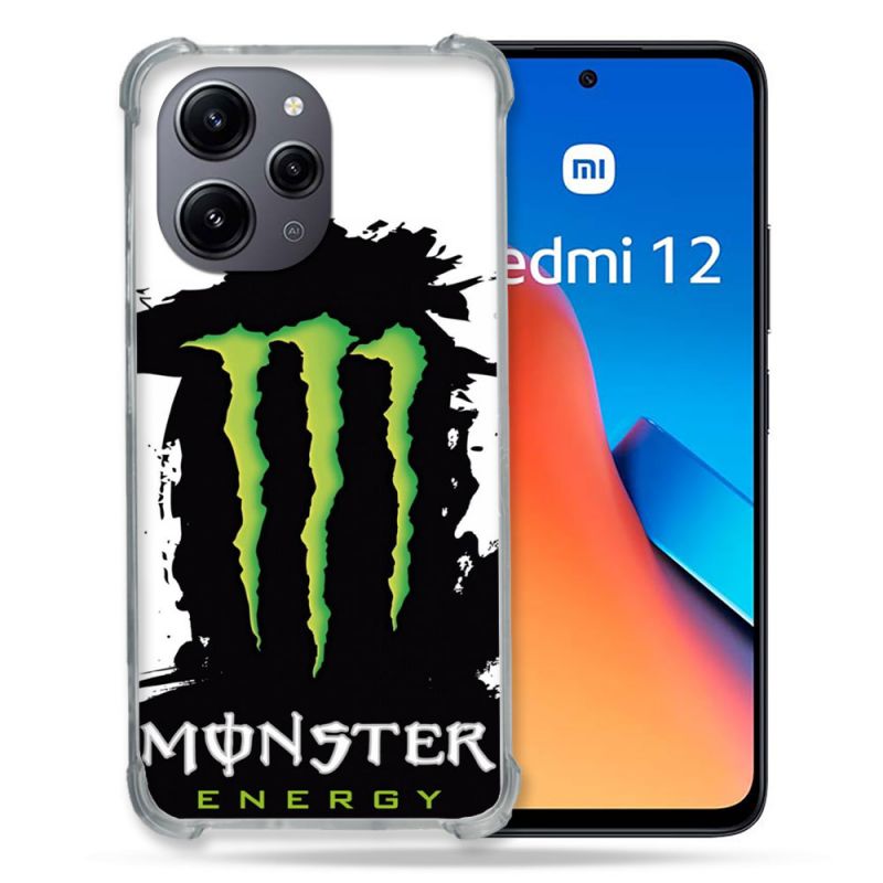 Coque Renforcée En Verre Trempé Pour Xiaomi Redmi 12 5G Monster Energy Tache