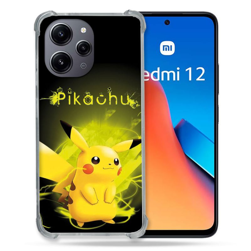 Coque Renforcée En Verre Trempé Pour Xiaomi Redmi 12 5G Pokemon Pikachu Eclair
