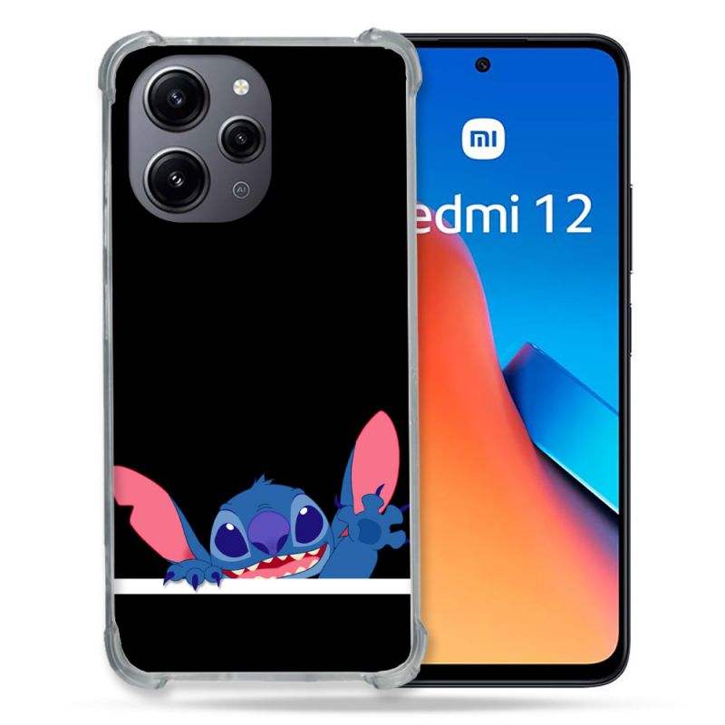 Coque Renforcée En Verre Trempé Pour Xiaomi Redmi 12 5G Stitch Noir