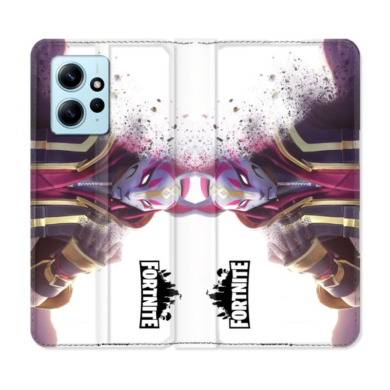 Housse Cuir Portefeuille Pour Xiaomi Redmi Note 12 4G Fortnite Blanc