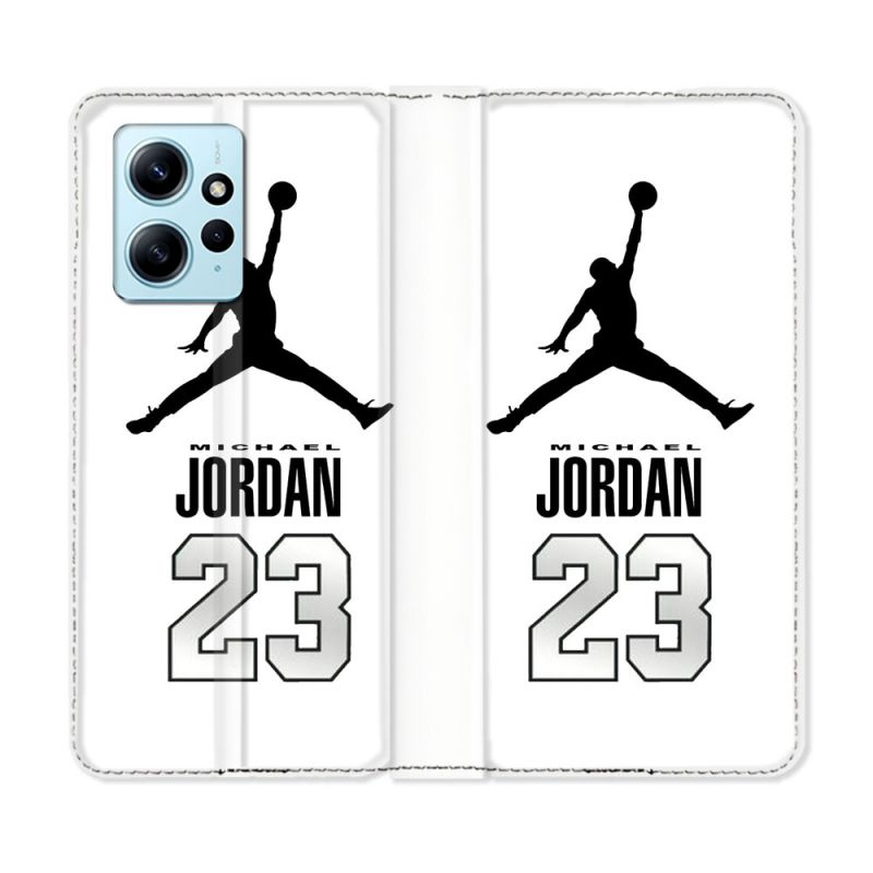 Housse Cuir Portefeuille Pour Xiaomi Redmi Note 12 4G Jordan 23 Blanc