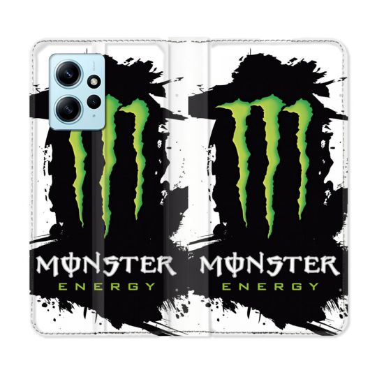 Housse Cuir Portefeuille Pour Xiaomi Redmi Note 12 4G Monster Energy Tache