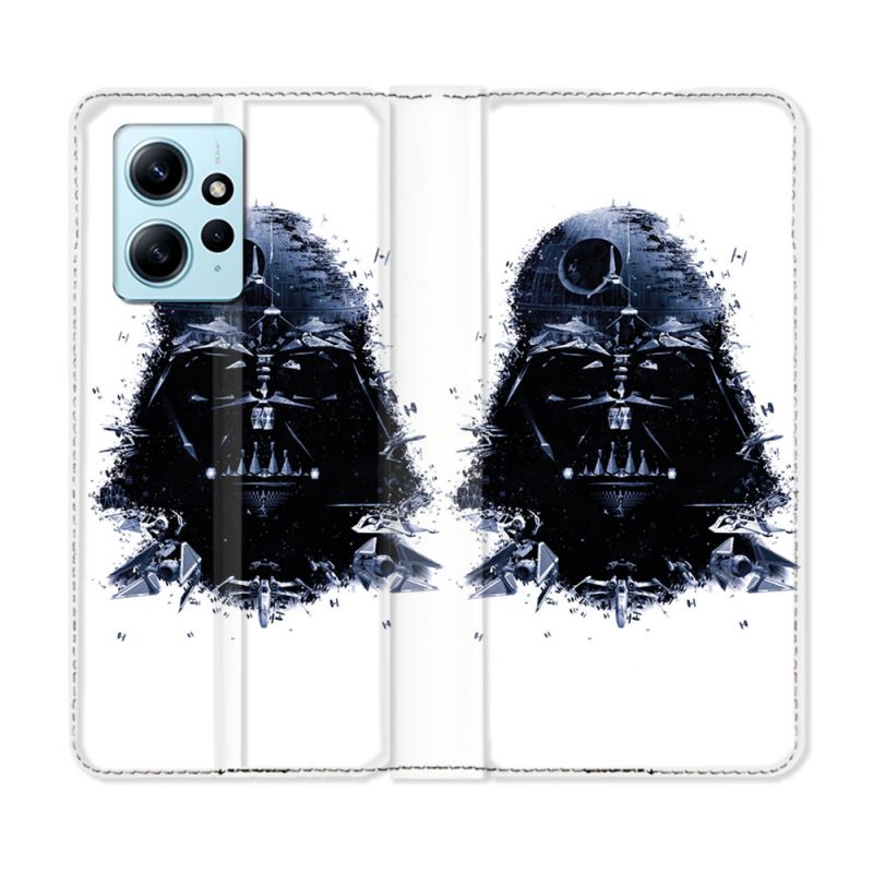 Housse Cuir Portefeuille Pour Xiaomi Redmi Note 12 4G Star Wars - Dark Vador Blanc