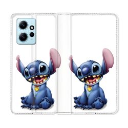 Housse Cuir Portefeuille Pour Xiaomi Redmi Note 12 4G Stitch Blanc