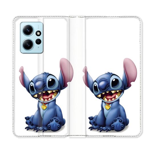 Housse Cuir Portefeuille Pour Xiaomi Redmi Note 12 4G Stitch Blanc